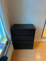 Ladekast met 4 laden zwart, Ophalen, Overige materialen, 100 tot 150 cm, 50 tot 100 cm