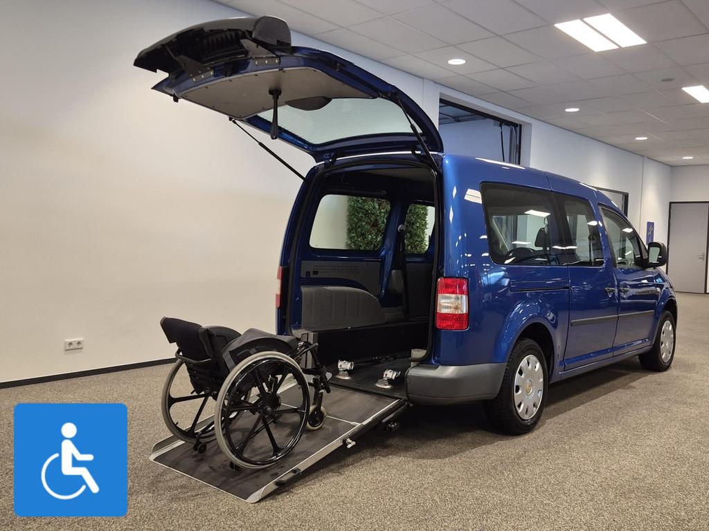 Volkswagen Caddy Maxi Rolstoelauto 5+1 85cm breed / 150cm la, 12 maanden, Stof, Gebruikt, Blauw