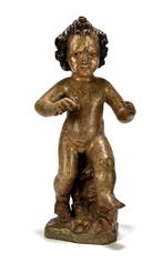 6. Barok houten beeld putto - Duitsland, 18e eeuw, Ophalen of Verzenden