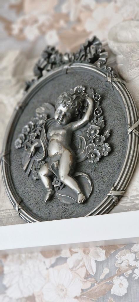 Leuke vintage/brocante wanddecoratie met putti, Antiek en Kunst, Curiosa en Brocante, Ophalen