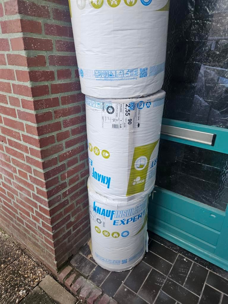 3 rollen nieuwe glaswol isolatie (3,60 m² per rol), Ophalen of Verzenden
