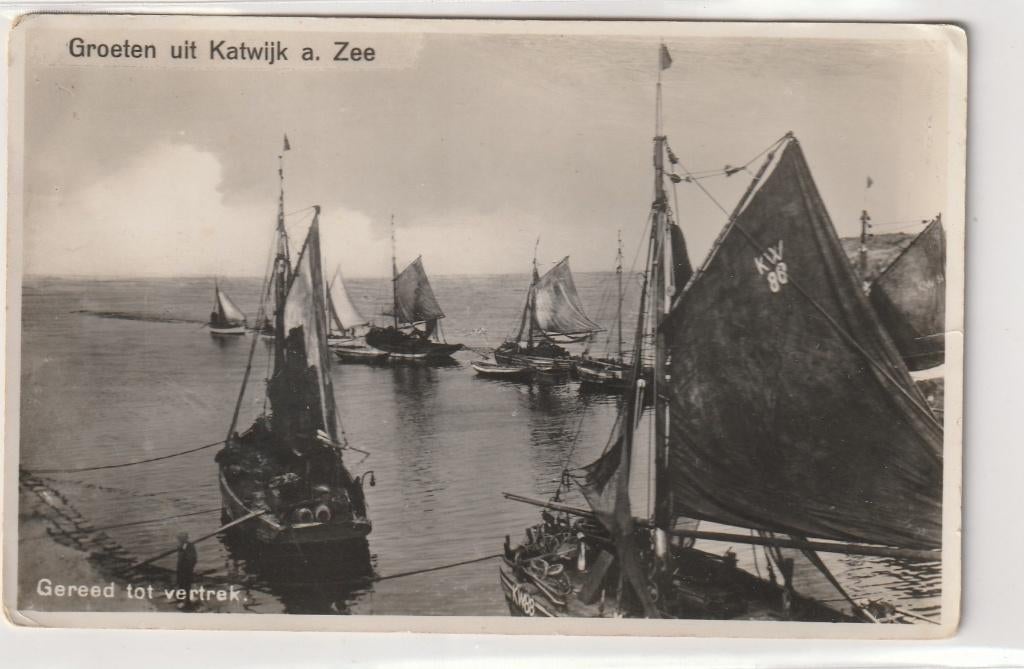 Katwijk aan Zee vissersvloot, Ophalen of Verzenden, 1940 tot 1960, Gelopen, Zuid-Holland