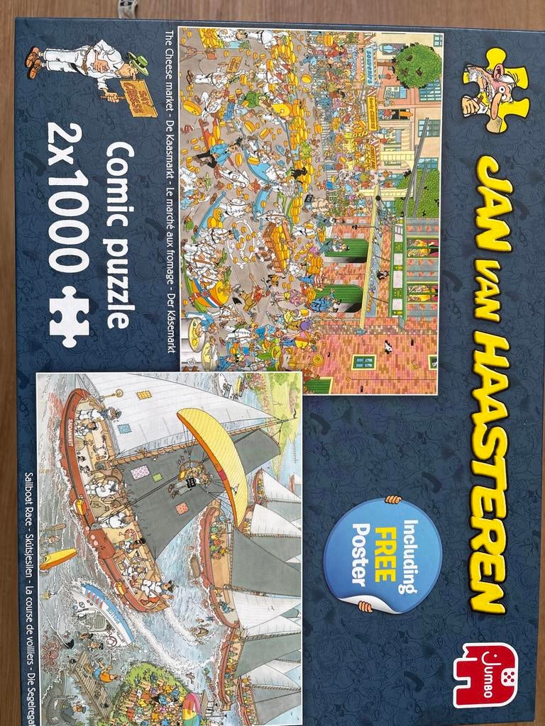 Jan van Haasteren 2x1000 stukjes: Kaasmarkt & Skûtsjesilen, Ophalen, 500 t/m 1500 stukjes, Gebruikt, Legpuzzel