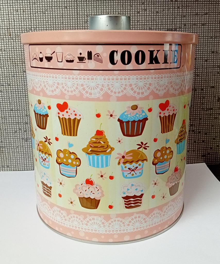 koekjes blik met muffin afbeeldingen, Verzamelen, Blikken, Ophalen of Verzenden, Gebruikt, Overige