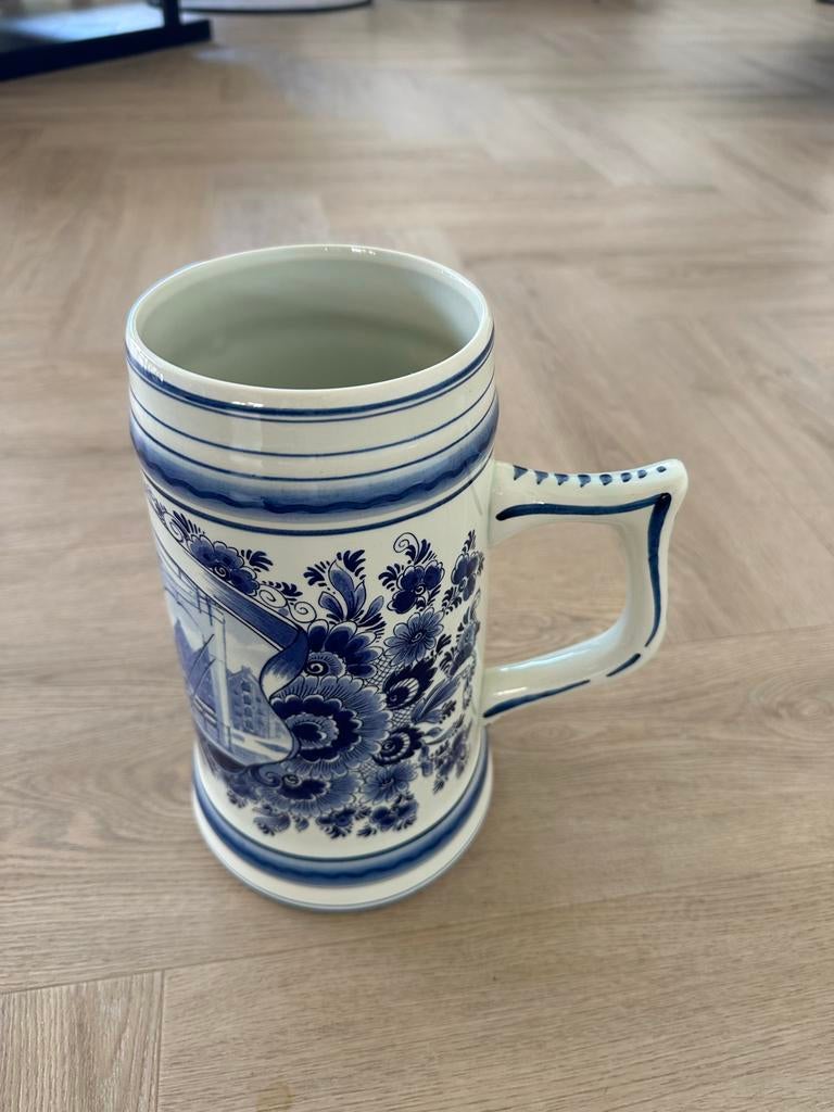 Heineken bierpul Delfts blauw - 26 cm, Verzamelen, Biermerken, Gebruikt, Pul(len), Heineken, Ophalen