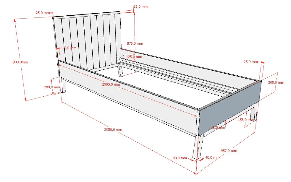 Sezane 1-persoonsbed - Clay/walnoot, Niet ingevuld, Niet ingevuld, Niet ingevuld