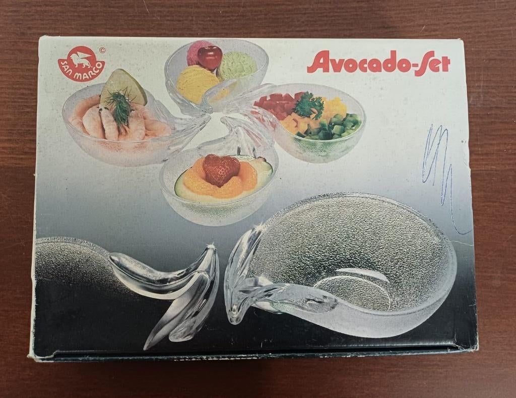 Vintage glazen avocado kommen / schaaltjes, Huis en Inrichting, Keuken | Servies, Ophalen of Verzenden, Glas, Overige stijlen