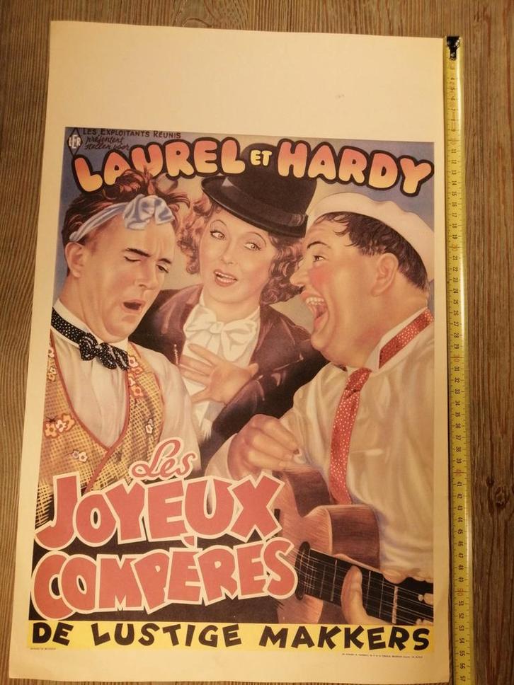 Filmaffiche laurel et hardy 1934. Heruitgave jaren 50 poster, Verzamelen, Posters, Zo goed als nieuw, A1 t/m A3, Ophalen of Verzenden