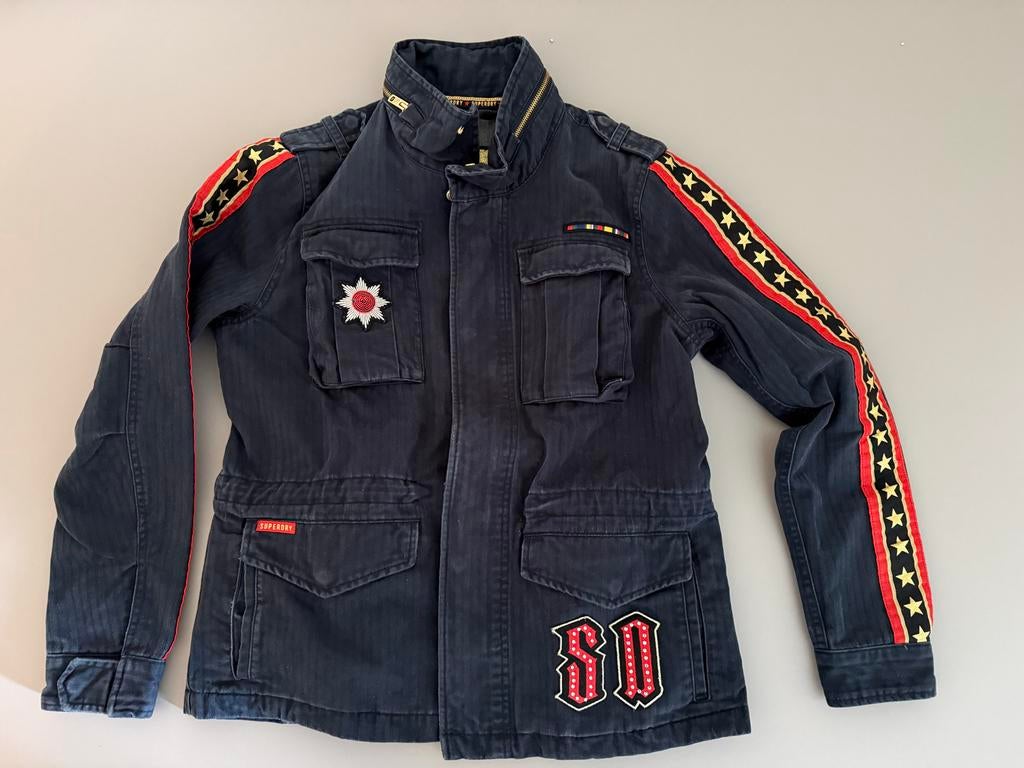 Superdry jas maat 42, Kleding | Dames, Jassen | Zomer, Zo goed als nieuw, Maat 42/44 (L), Blauw, Ophalen of Verzenden