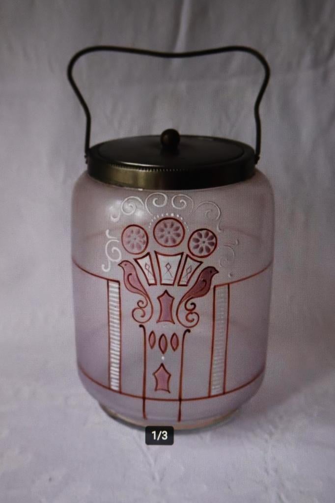 Antiek Art deco glazen koekjes pot c 1920, Antiek en Kunst, Ophalen of Verzenden