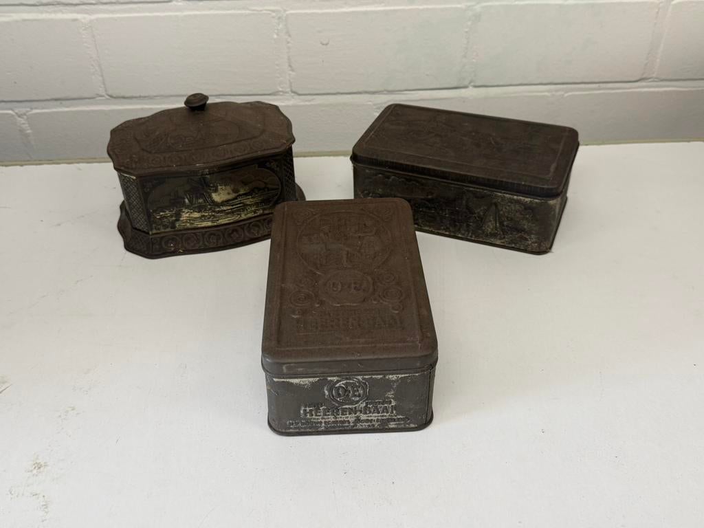 3 x douwe egberts tabak blik tabaksblik blikje reclame, Verzamelen, Ophalen of Verzenden, Gebruikt, Overige