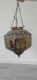 Oosterse hanglamp met gekleurd glas, Ophalen, Gebruikt, Glas, 50 tot 75 cm