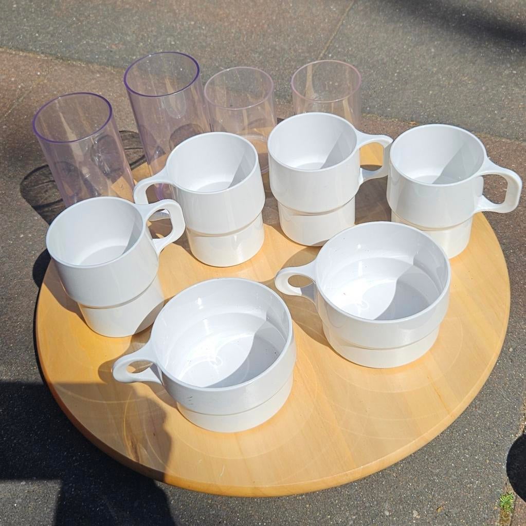 Campingservies mokken glazen borden soepkommen Coppia wit, Ophalen of Verzenden