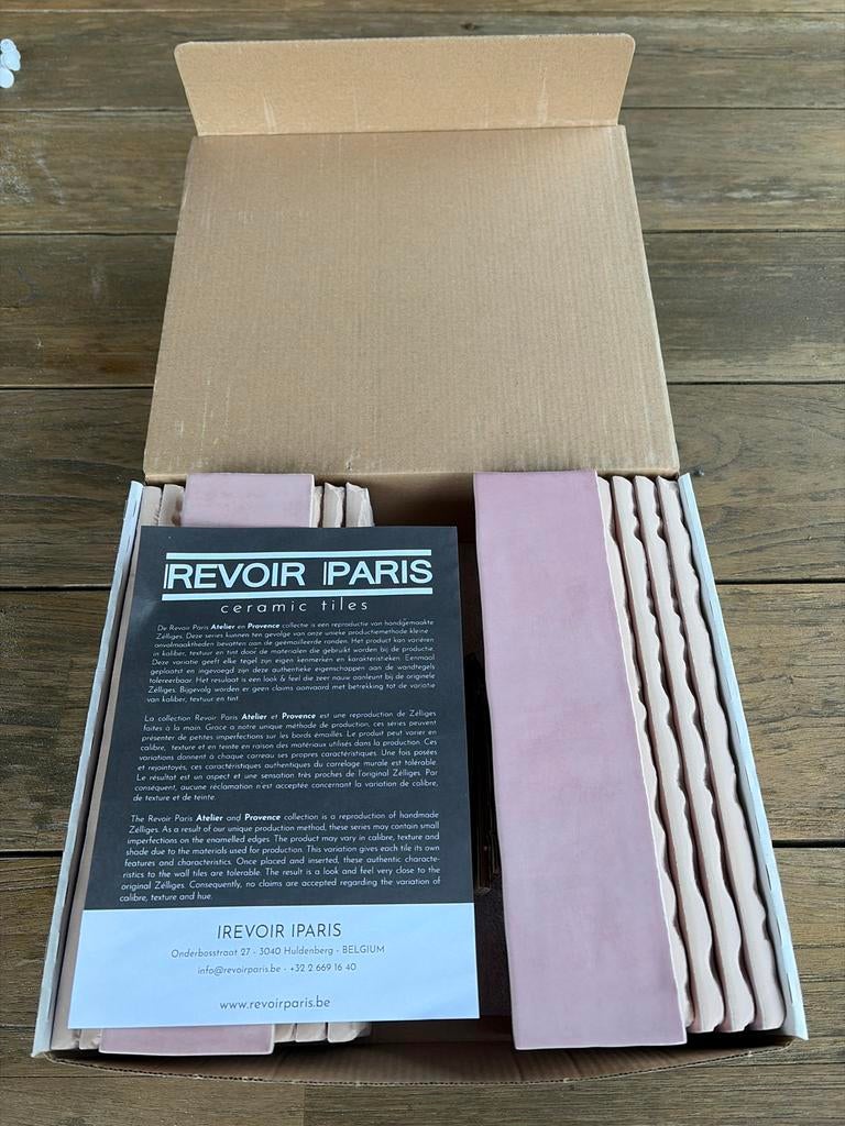 29 roze keramische tegels 6.25x25cm, Doe-het-zelf en Verbouw, Tegels, Ophalen, Nieuw, Minder dan 20 cm, 20 tot 40 cm