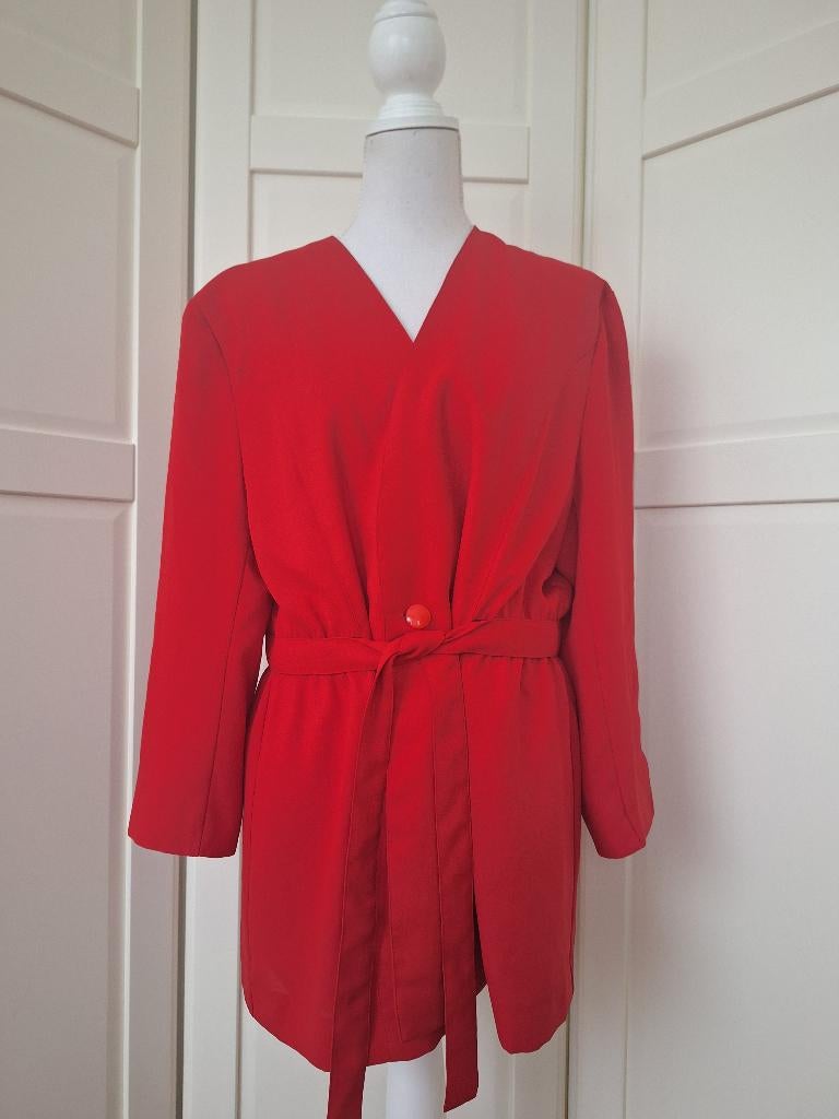 Edgar Vos vintage rood colbert blazer jasje, maat 46 XL, Maat 46/48 (XL) of groter, Jasje, Gedragen, Rood