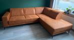Cognac kleurige hoekbank L vorm, Ophalen, 250 tot 300 cm, Hoekbank, 75 tot 100 cm