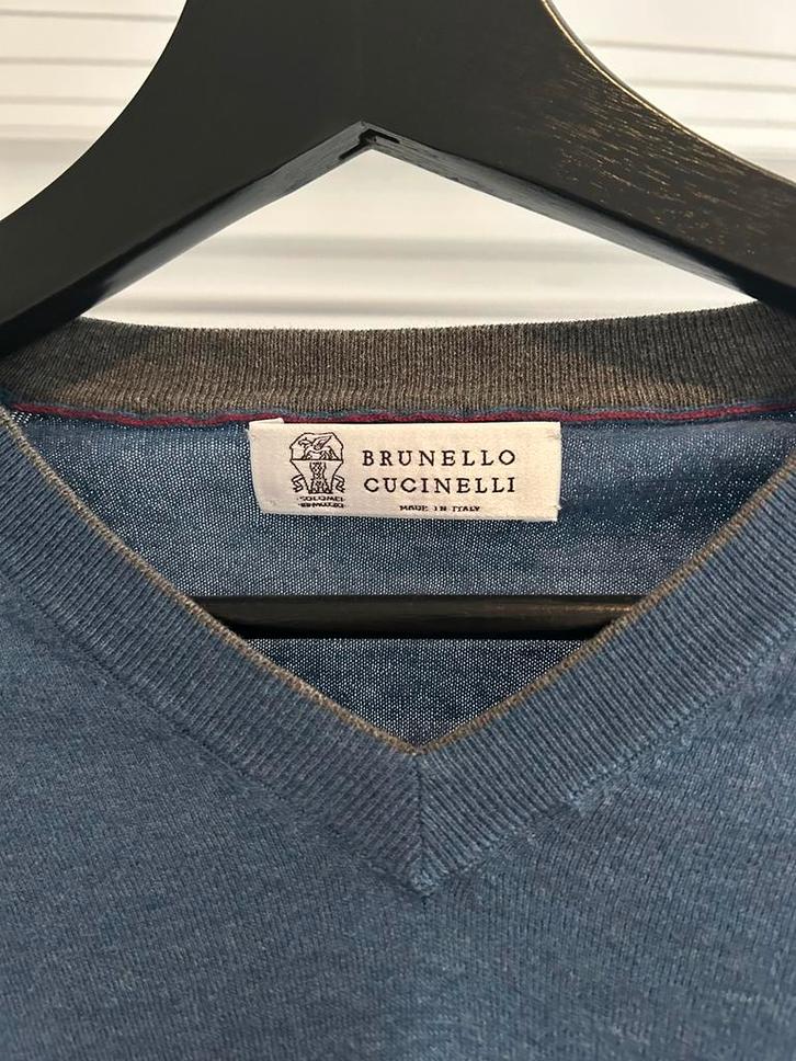 Brunello Cucinelli Blauwe Trui - Maat M, Kleding | Heren, Truien en Vesten, Zo goed als nieuw, Maat 48/50 (M), Blauw, Ophalen of Verzenden