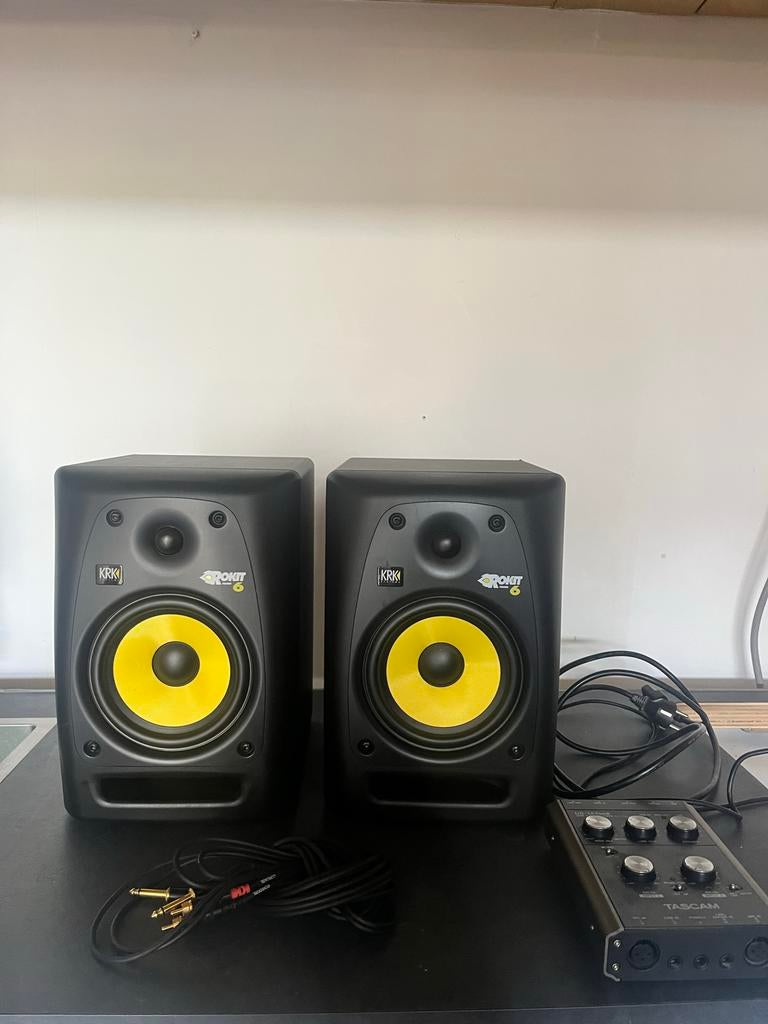 KRK Rokit 6 G2 Studio Monitoren (set van 2), Gebruikt, 60 tot 120 watt, Front, Rear of Stereo speakers, Ophalen