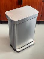Pedaalemmer Simplehuman 55L vierkant RVS, Ophalen, Met pedaal, 50 tot 75 cm, 40 liter of meer