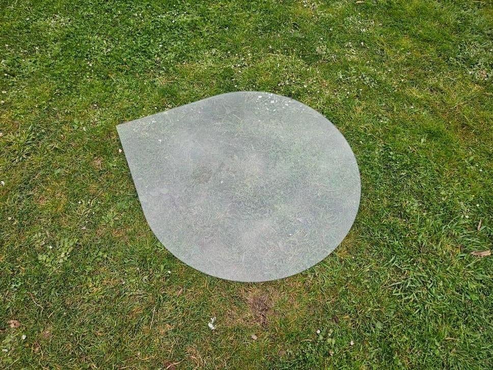 Druppelvormige kachelvloerplaat van glas, Huis en Inrichting, Kachels, Gebruikt, Houtkachel, Hout, Ophalen