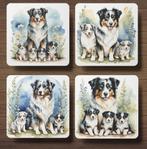 Australian Shepherd met puppy’s onderzetters met houder, Ophalen of Verzenden, Nieuw, Glas of Kopje