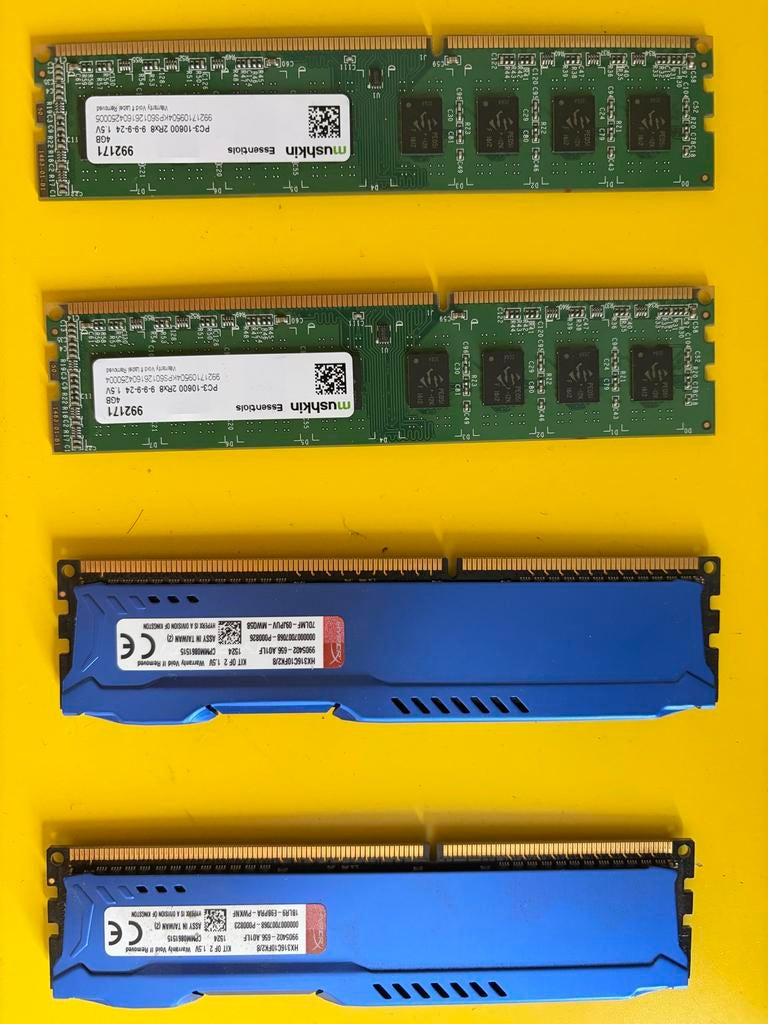 DDR3 RAM 16GB (4x4GB) voor Desktop - Mushkin & HyperX, Computers en Software, RAM geheugen, Gebruikt, DDR3, Ophalen of Verzenden