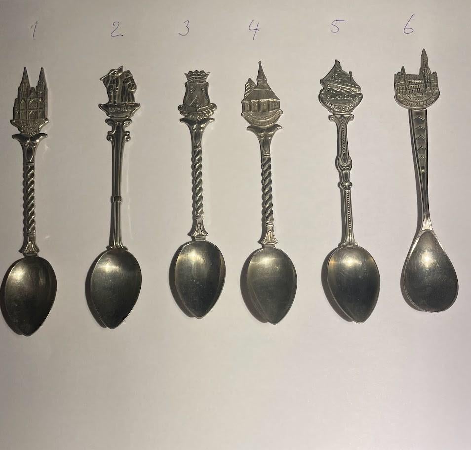 6 Verzilverde lepeltjes België., Ophalen of Verzenden