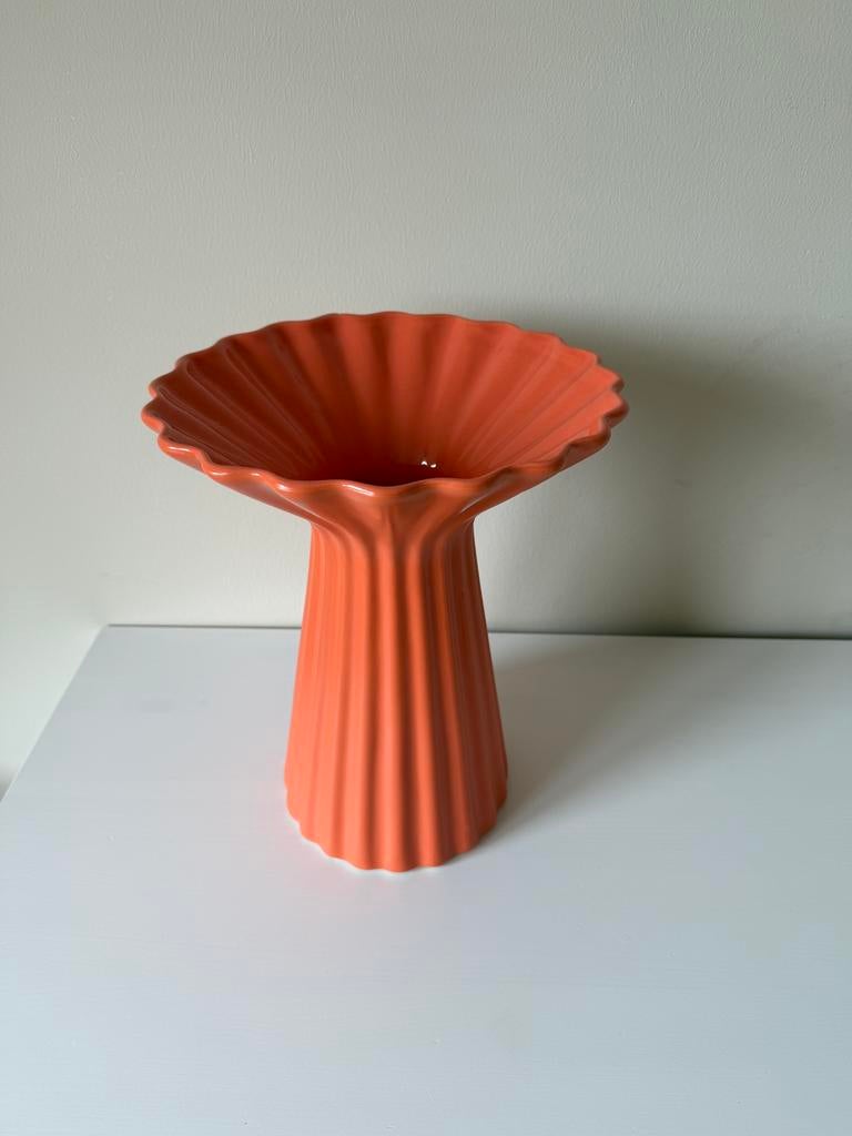 Aardewerk vaas oranje NIEUW, Overige kleuren, Aardewerk of Porselein, Nieuw, Ophalen of Verzenden