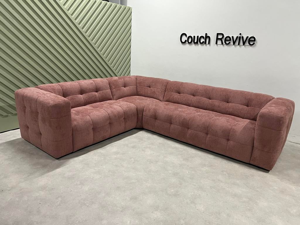 GRATIS LEVERING Roze Hoekbank 295x245, Huis en Inrichting, Banken | Bankstellen, -, Verzenden, -, Zo goed als nieuw