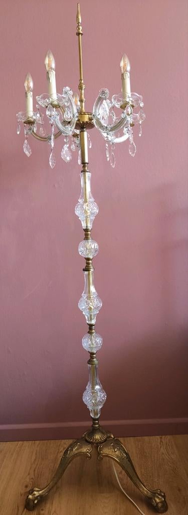 Jaren '60 Hollywood Regency staande lamp messing, Antiek en Kunst, Ophalen, Koper of Brons