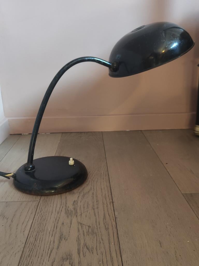 Vintage Gecos bureaulamp - Zwart, industrieel design, Ophalen of Verzenden