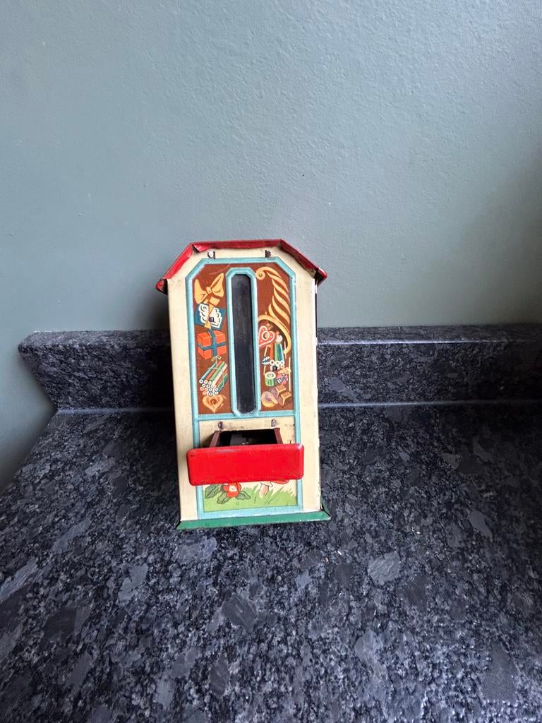 Automatic Chocolate Blik Machine Automaat - spaarpot, Antiek en Kunst, Ophalen of Verzenden