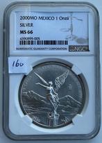2000 Mexico Onza Libertad 1 oz NGC MS66 (kleine milkspots), Ophalen, Midden-Amerika, Losse munt, Zilver