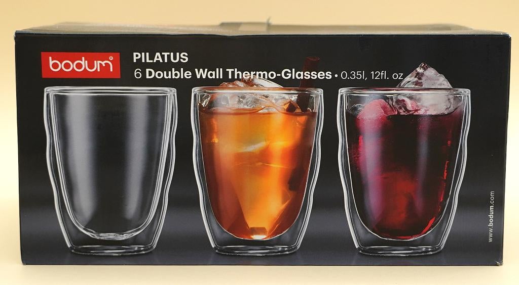 Bodum dubbelwandige glazen Pilatus 350 ml - 6 Stuks, Huis en Inrichting, Keuken | Servies, Glas of Glazen, ., Nieuw, Ophalen of Verzenden
