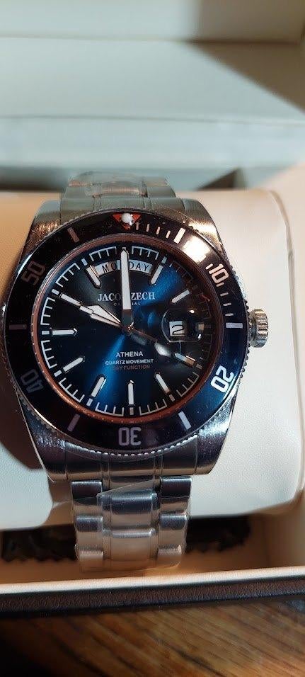 Jacob Zech Athena Horloge    ophalen, Staal, Polshorloge, Nieuw, Zilver