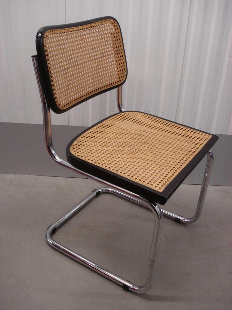 4x vintage design Cesca buisframe stoel rotan webbing zwart, Kunststof, Zwart, Ophalen of Verzenden, Zo goed als nieuw