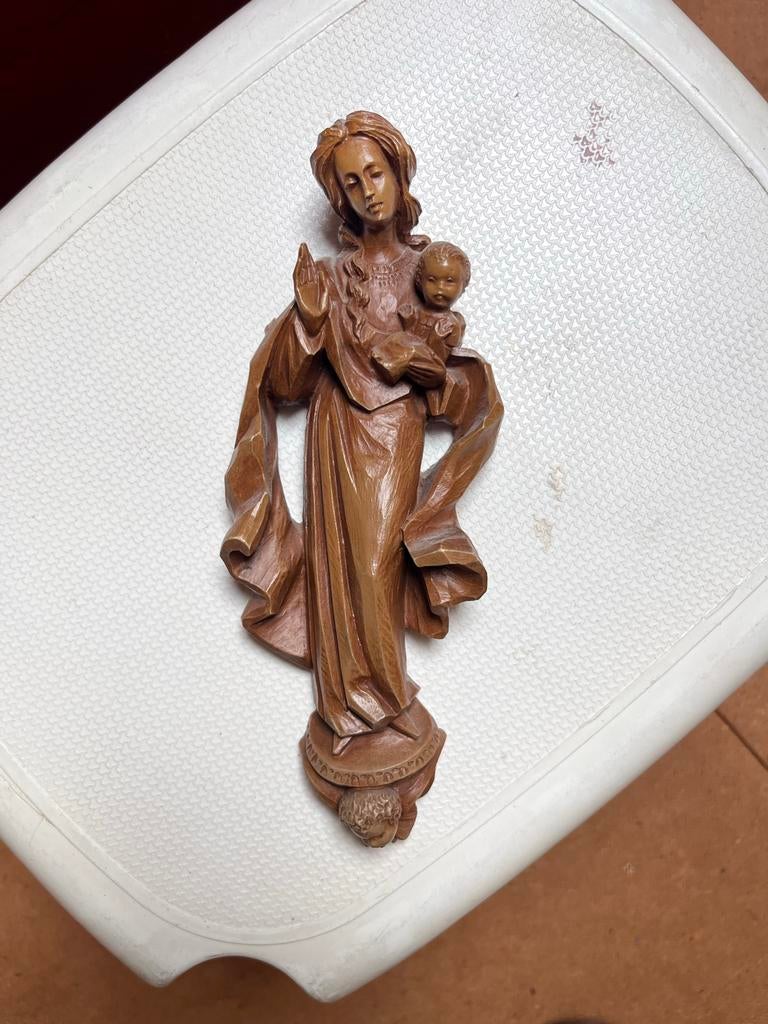 Authentiek Italiaans Wandbeeldje – Madonna met Kind ASV 1972, Antiek en Kunst, Kunst | Beelden en Houtsnijwerken, Ophalen of Verzenden