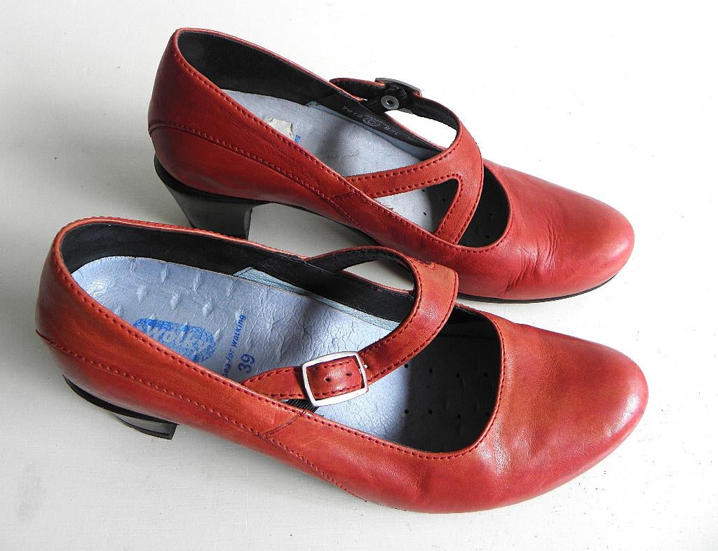 Wolky rode zomer instappers maat 39 met hak, Wolky, Instappers, Ophalen of Verzenden, Zo goed als nieuw