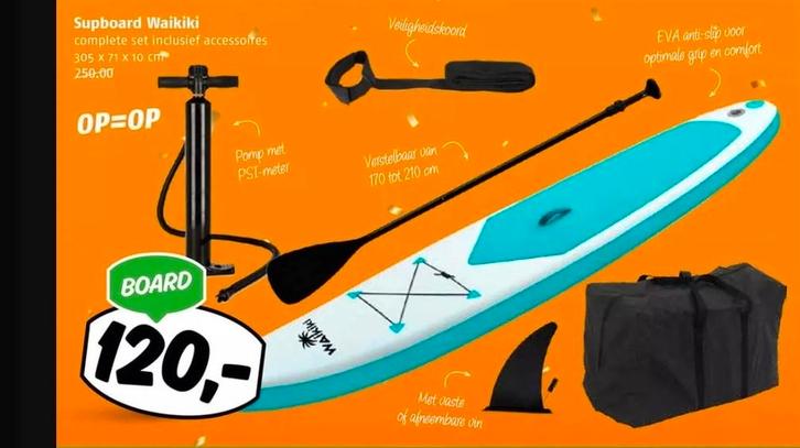 Nieuw Waikiki SUP Board Complete Set in Tas, Watersport en Boten, Suppen, Nieuw, SUP-boards, Ophalen