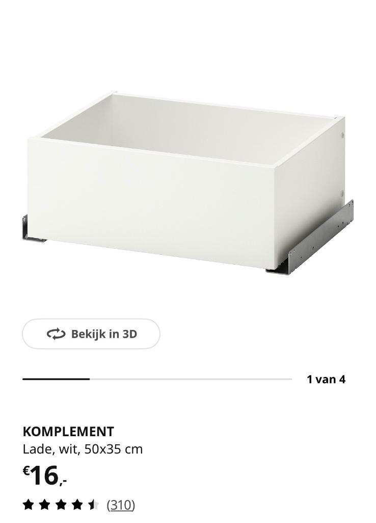 Komplement lades 4 stuks, Ophalen, Pax, 50 tot 100 cm, Zo goed als nieuw