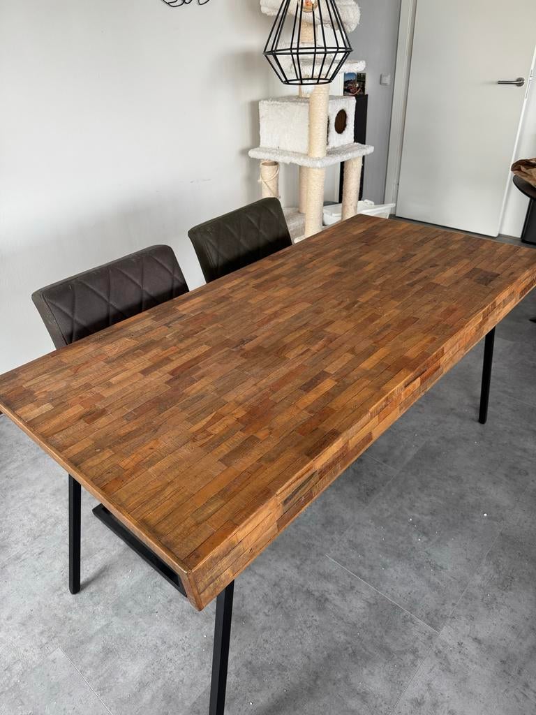 Loods5 eettafel met latten patroon, Huis en Inrichting, Tafels | Eettafels, Ophalen, Gebruikt, 50 tot 100 cm, 150 tot 200 cm