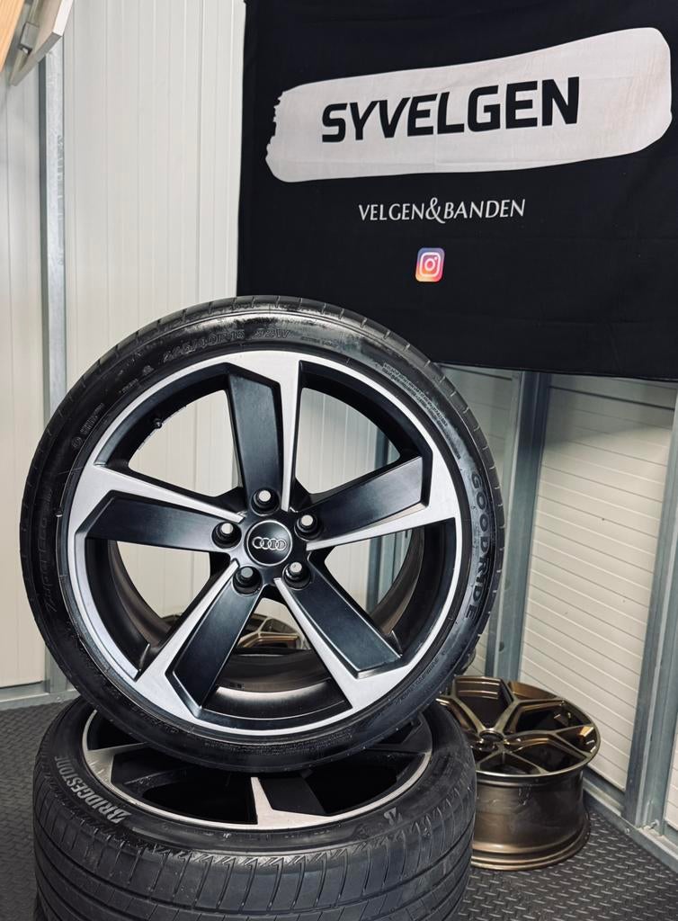 ✅18” Originele Audi Rotor Velgen (5x112) met Zomerbanden, Ophalen, 18 inch, Gebruikt, Banden en Velgen