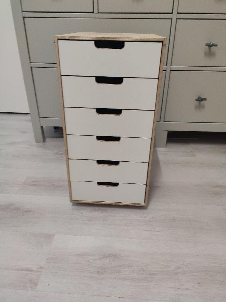IKEA ladekastje Moppe met 6 A4 lades. Witte frontjes., Ophalen, Minder dan 50 cm, Gebruikt, 5 laden of meer