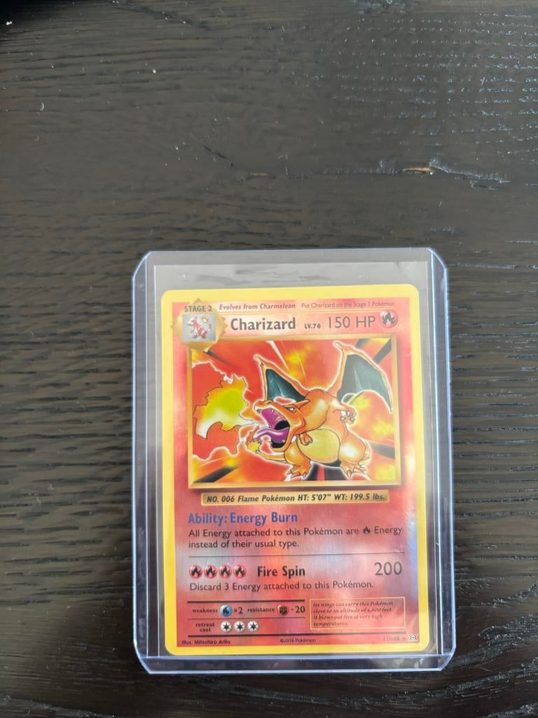 Pokémon Charizard reverse Holo, Ophalen, Gebruikt, Losse kaart