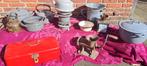 Lot Vintage keuken artikelen  zoals grijze wolkjes pannen, Ophalen of Verzenden