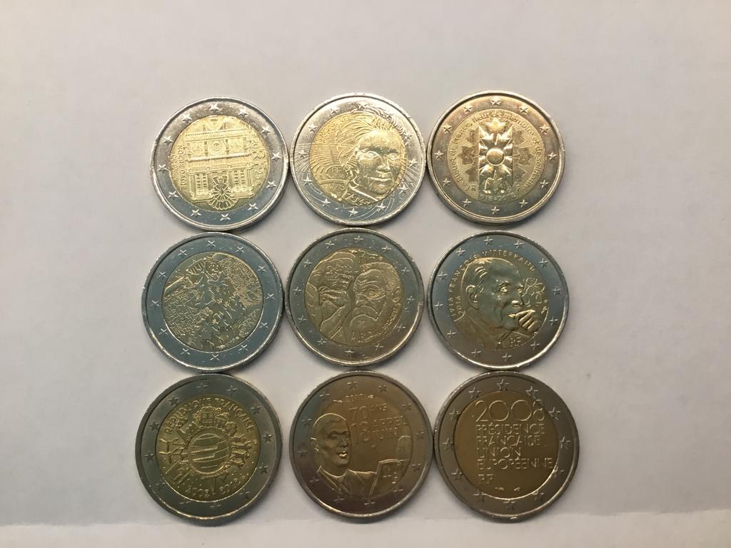 9X SPECIALE 2 EUROMUNTEN FRANKRIjK., Ophalen of Verzenden, Frankrijk, 2 euro