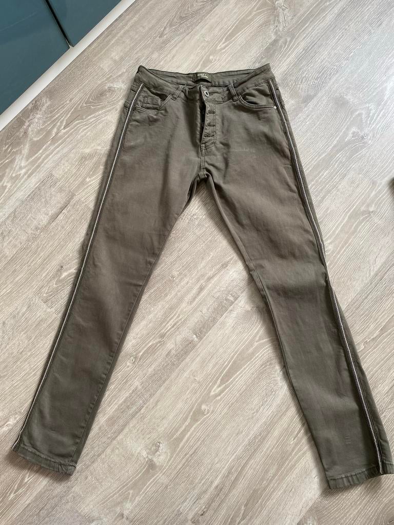 Donkergroene broek maat 40/42 - Norfy Denim, Maat 42/44 (L), Ophalen of Verzenden, Lang, Gedragen