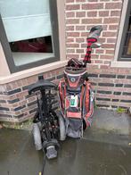 Golftrolley met tas, putter en twee houtjes, Ophalen, Gebruikt, Golfkar