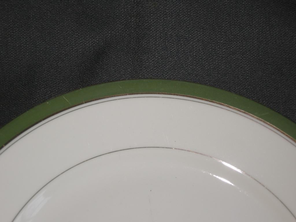 Limoges, wit met donkergroene rand, borden, Antiek en Kunst, Antiek | Servies los, Ophalen of Verzenden