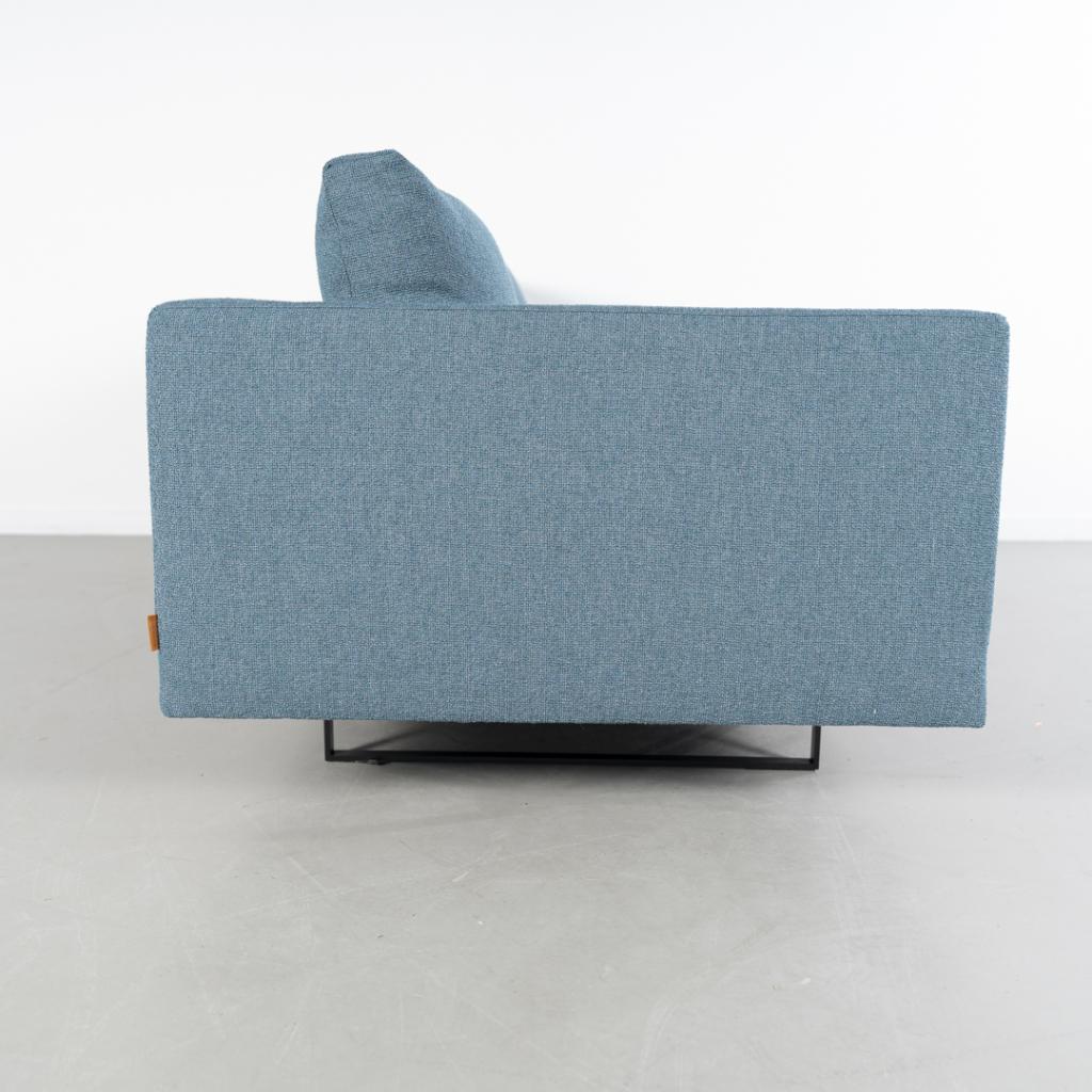 1x Montis Axel Bank 3-zits/190cm Blauw Stof - Slede Zwart, Niet ingevuld, 150 tot 200 cm, Niet ingevuld, Driepersoons